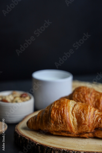 croissant and cup of milk