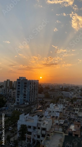 sunset over the city