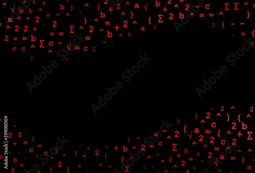 Dark Red vector pattern with arithmetic signs.