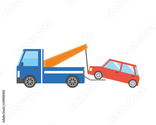 レッカー車で運ばれる車のイメージ