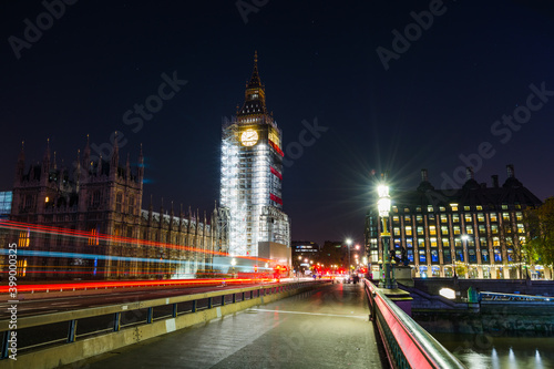 Big Ben under contruction covered in scaffolding 