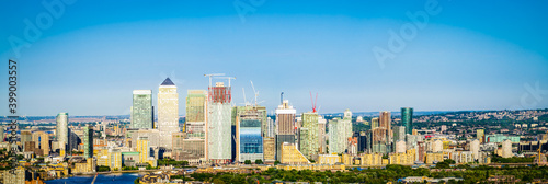 London skyline panorama with skyscrapers in Canary Wharf 