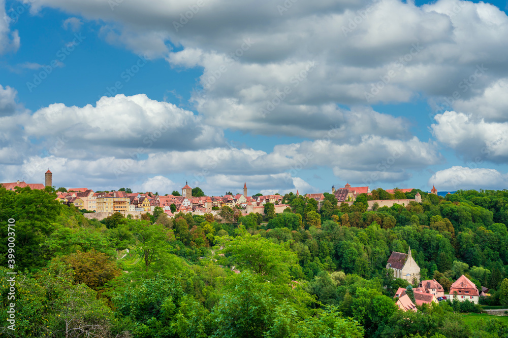 Skyline view of Rothenburg ob der Tauber city in Germany