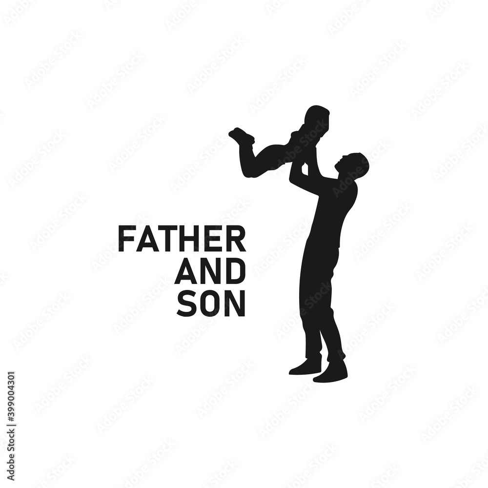 Father lifting son black silhouette. Dad and son icon sign or symbol ...