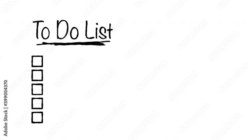 To Do List Text and Check Mark Animation Writing Style on White Background and Green Screen