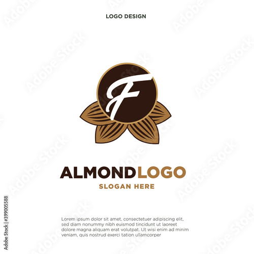 almond letter f logo vector icon symbol design