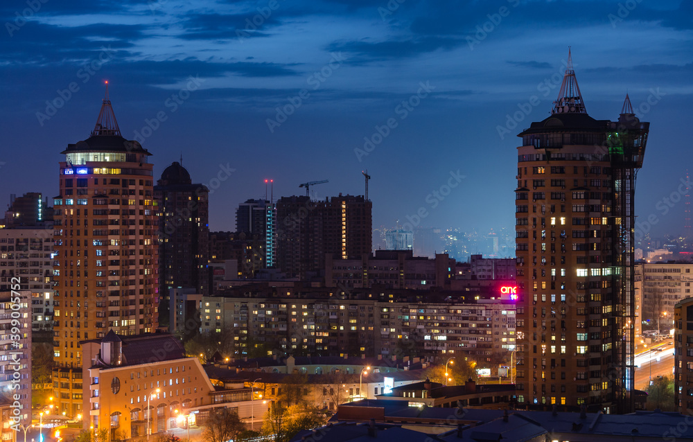 New buildings in Kiev city at night 