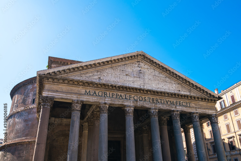 Pantheon in Rome, Italy on sunny day