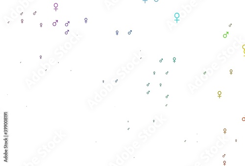 Light multicolor, rainbow vector pattern with gender elements.