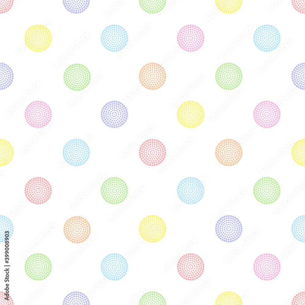 Rainbow seamless polka dot pattern, vector illustration. Seamless pattern with pastel colorful circles of dots. Kids pastel rainbow geometric background Rainbow seamless polka dot pattern, vector illustration. Seamless pattern with pastel colorful circles of dots. Kids pastel rainbow geometric background