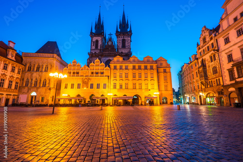  Old Town square with Tyn Church in Czech Republic.Prague. Europe
