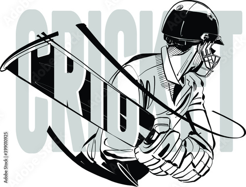 the vector illustration of the cricket player