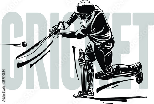 the vector illustration of the cricket player