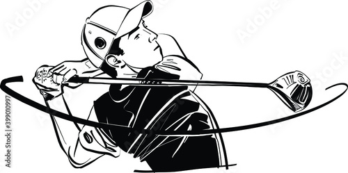 the vector illustration of the golf player