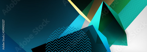 Low poly 3d geometric shapes, minimal abstract background. Vector illustrations for covers, banners, flyers and posters and other