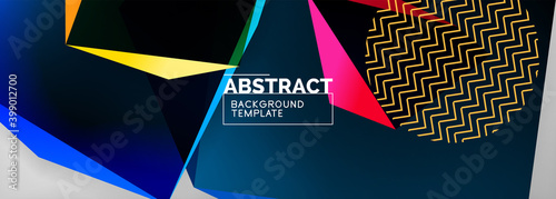 Low poly 3d geometric shapes, minimal abstract background. Vector illustrations for covers, banners, flyers and posters and other