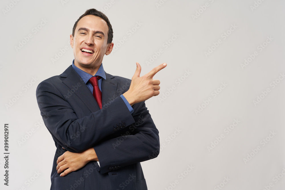 business man smile success gesturing with hand of official copy space business man smile success gesturing with hand of official copy space