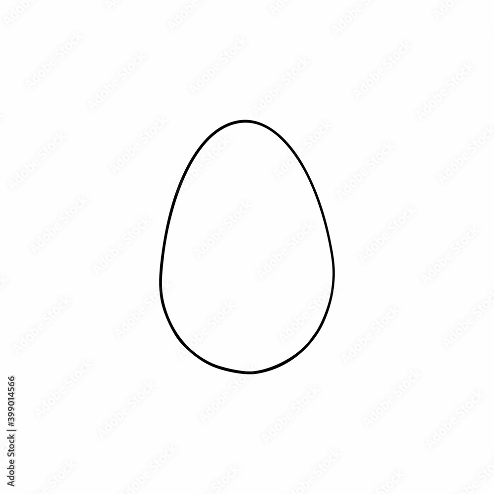 A chicken egg drawn with a black contour line. Drawing of an egg in the Doodle style. Vector template for design. A chicken egg drawn with a black contour line. Drawing of an egg in the Doodle style. Vector template for design.