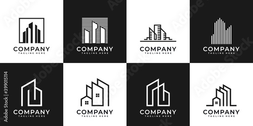 Collection of building architecture sets, real estate logo design symbols