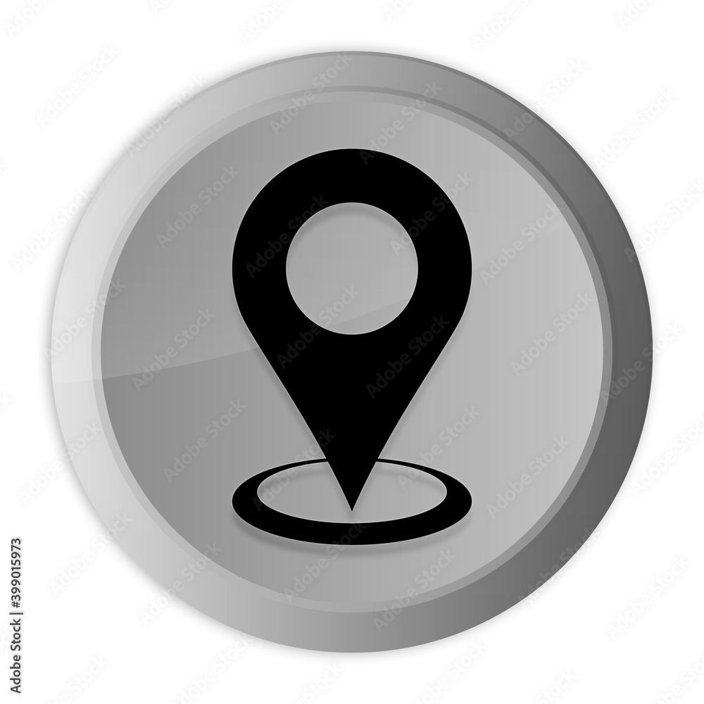 Map point icon metal silver round button metallic design circle isolated on white background black and white concept illustration Map point icon metal silver round button metallic design circle isolated on white background black and white concept illustration