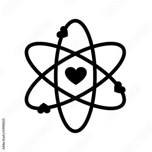 Love atom icon. Symbol Valentine's day on white background
