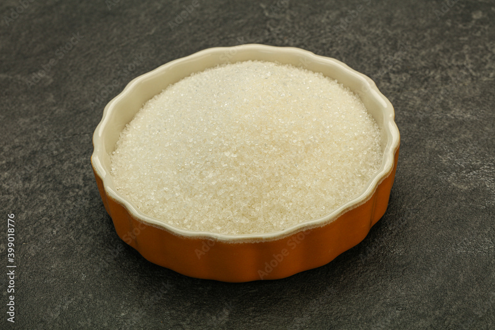 White sugar in the bowl