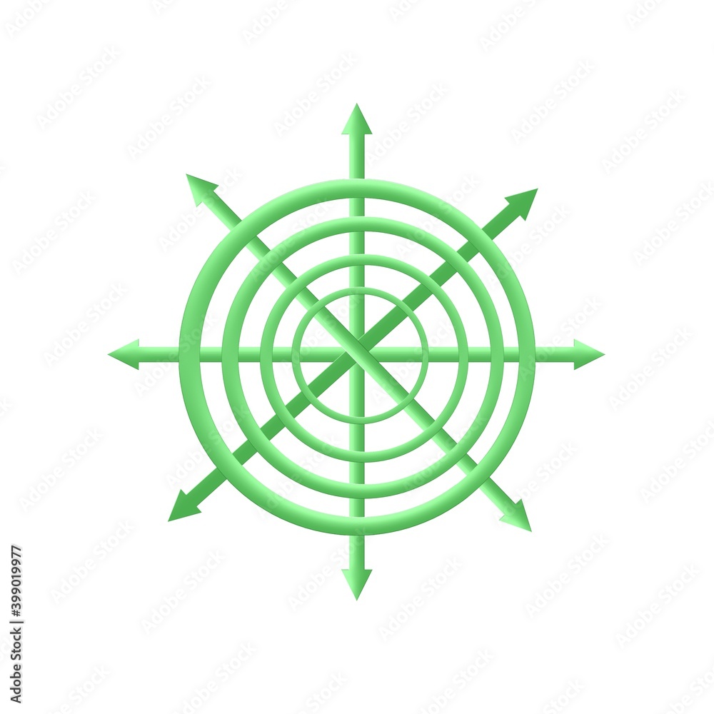 Green compass in white background Green compass in white background