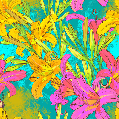 Fototapeta Naklejka Na Ścianę i Meble -  Abstract bright flowers. Texture for printing on fabric, paper.