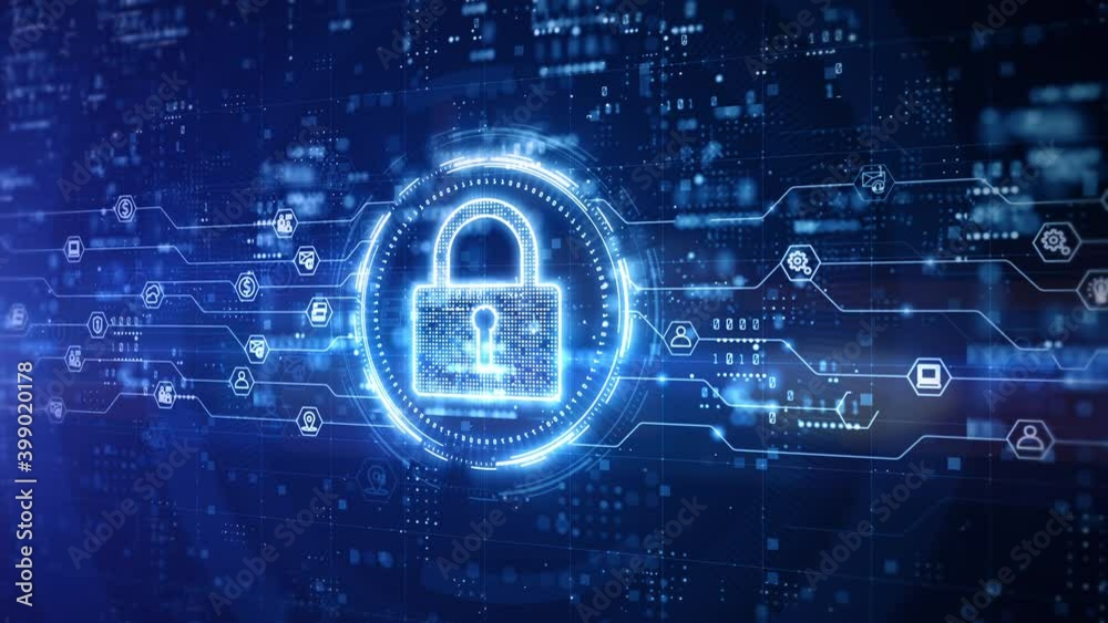 Padlock of Cyber Security Digital Data, Technology Global Network Digital Data Protection, Future Background Concept