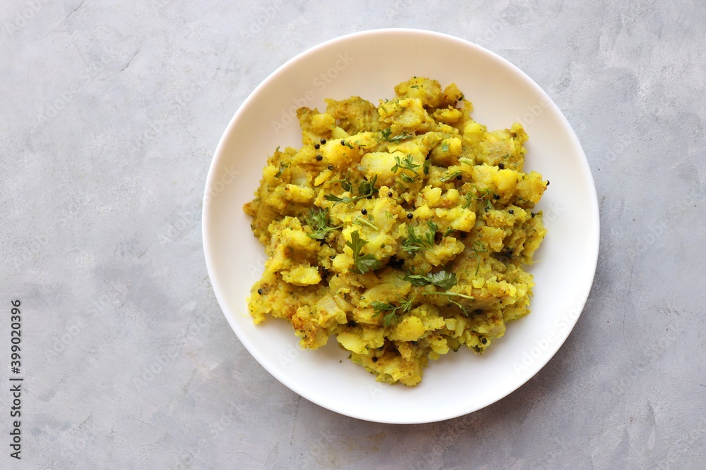 Fotografie Indian boiled mashed potatoes curry or sabzi