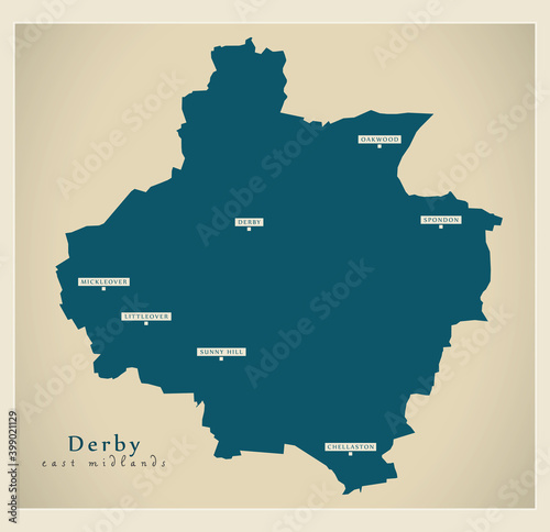 Derby district map - England UK