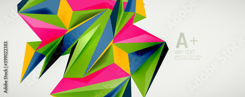 Vector triangle geometric backgrounds. Low poly 3d shape on light backdrop. Vector illustration for covers, banners, flyers and posters and other designs