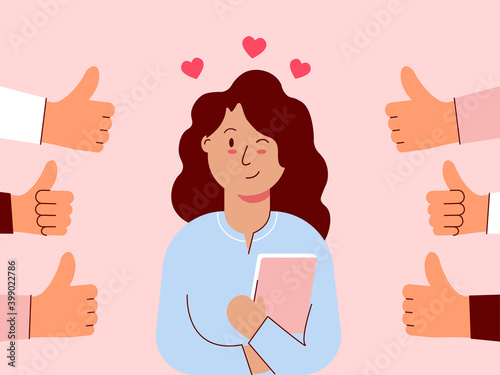 Female teacher held a book and felt good to be appreciated. Illustration about appreciated.
