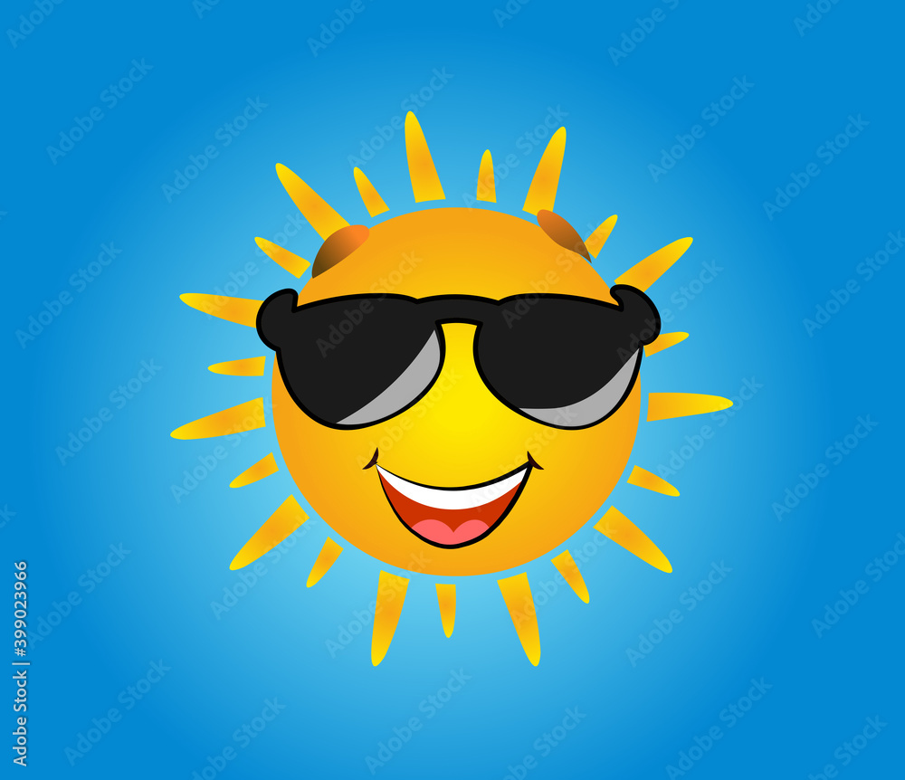 Sun with sun glasses , Hot Concept Logo Vector Illustration