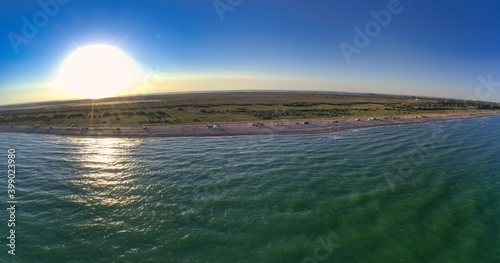 The edge of the sea in the evening sun