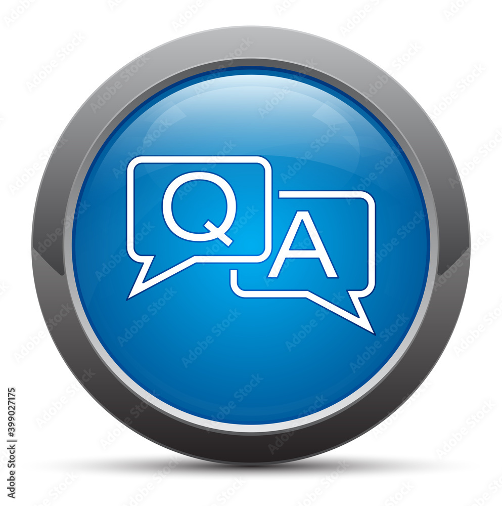 Faq icon premium blue round button vector illustration