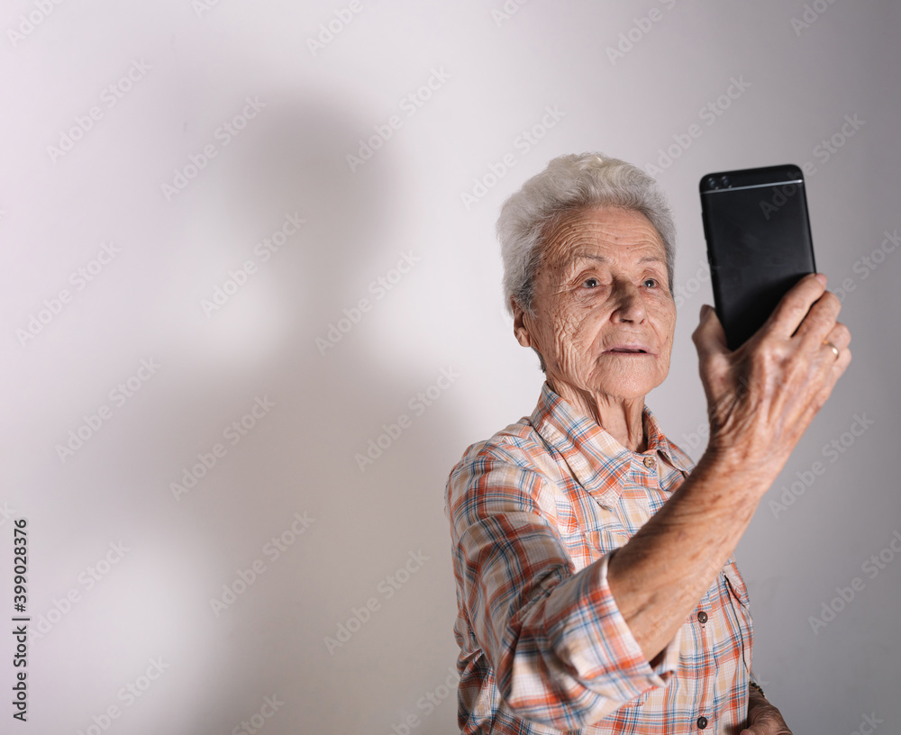Grandmother on a video call with her relatives about the pandemic Grandmother on a video call with her relatives about the pandemic