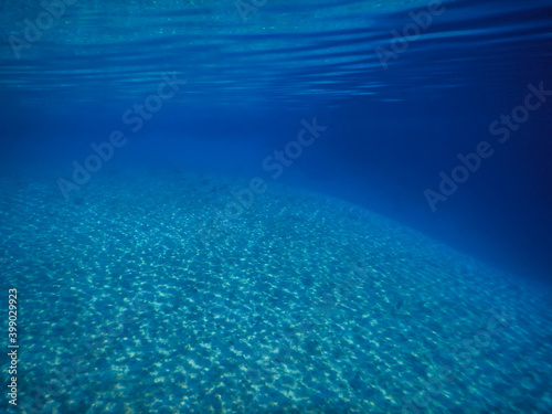 deep blue clear sea water with reflection on sandy bottom © thomaseder