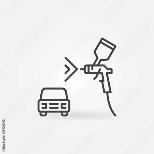 Auto with Spray Gun linear vector concept icon or logo element