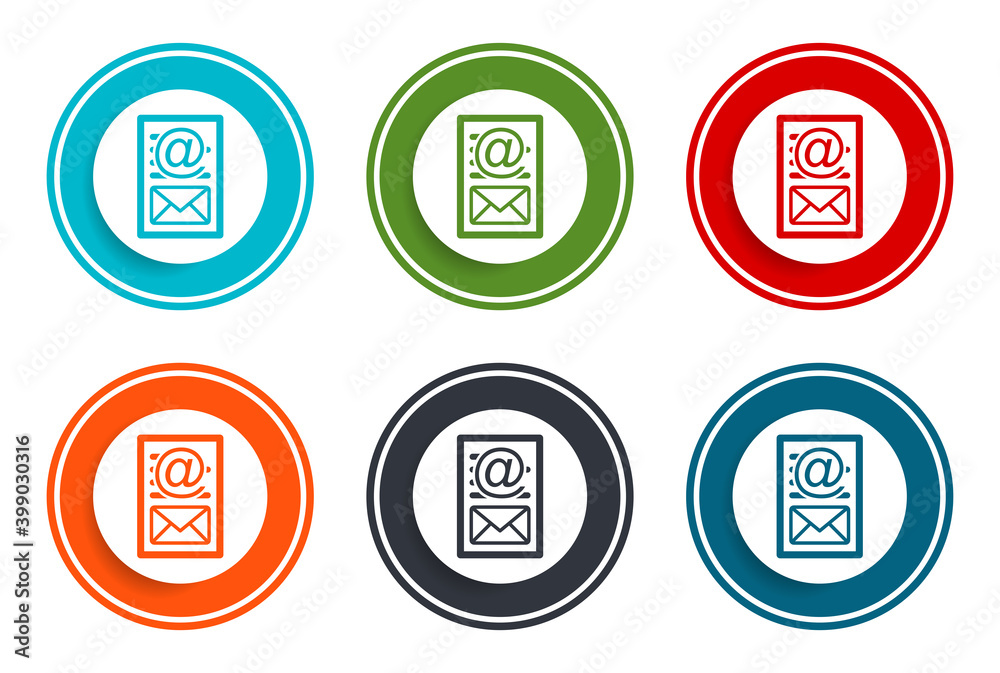 Newsletter document page icon flat vector illustration design round buttons collection 6 concept colorful frame simple circle set Newsletter document page icon flat vector illustration design round buttons collection 6 concept colorful frame simple circle set