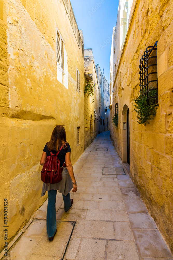 Mdina City street view. Mdina is populer tourist destination in Malta.