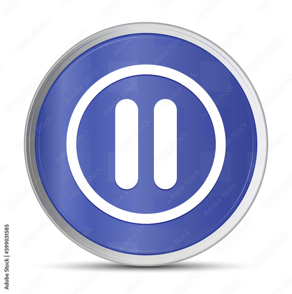 Pause icon prime blue round button vector illustration design silver frame push button Pause icon prime blue round button vector illustration design silver frame push button