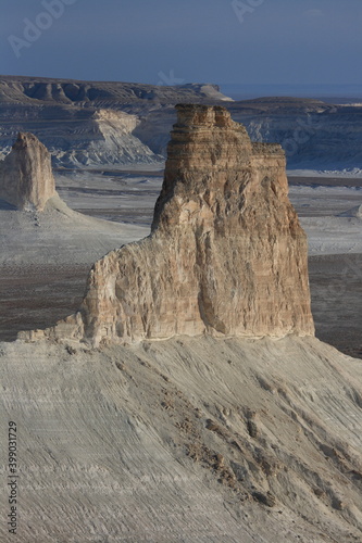 Western Kazakhstan. Mangystau. Ustyurt plateau. The rocky tower of the Bozzhira tract.