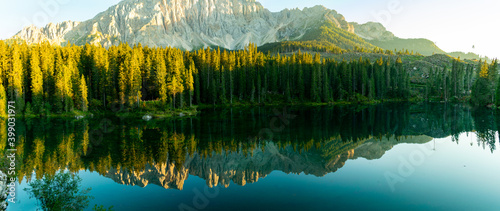 Italy, South Tyrol, Karersee - 5 September 2020 - Spectacular glimpse of the Karersee