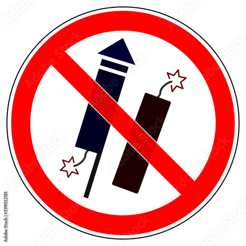 srr590 SignRoundRed - german - Verbotszeichen - Pyrotechnik / Feuerwerksverkauf / Feuerwerk verboten - english - prohibition sign - no fireworks - xxl g10001