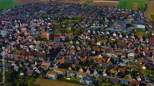 Aerial view of the city Ilsfeld in Germany, on a sunny day in spring photo