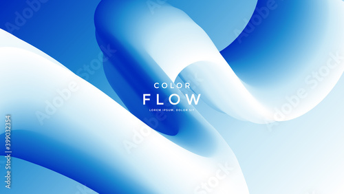 Blue and white fluid wave background. Duotone geometric compositions with gradient 3d flow shape. Innovation modern design for cover, landing page.
