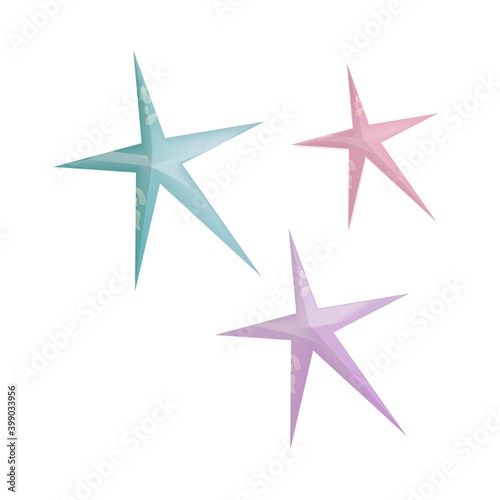 Pointed multicolored stars on a white background. Decorative vector illustration.