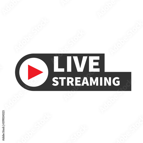 Live streaming and broadcasting logo icons in black and red style. Video button online streaming vector illustration © GOLDMAN