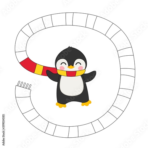 Coloring book for children.Color the scarf in the correct sequence.
